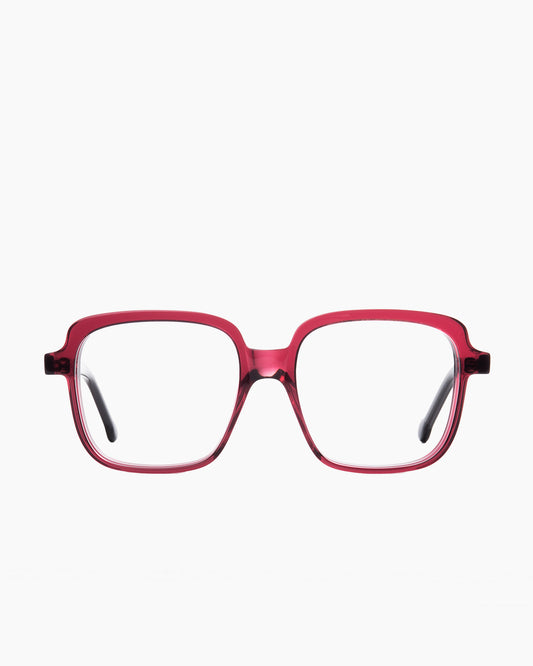 purple plastic rectangle eyeglasses by Marie-Sophie Dion model Angers, front view, lunettes de vue rectangle couleur violet