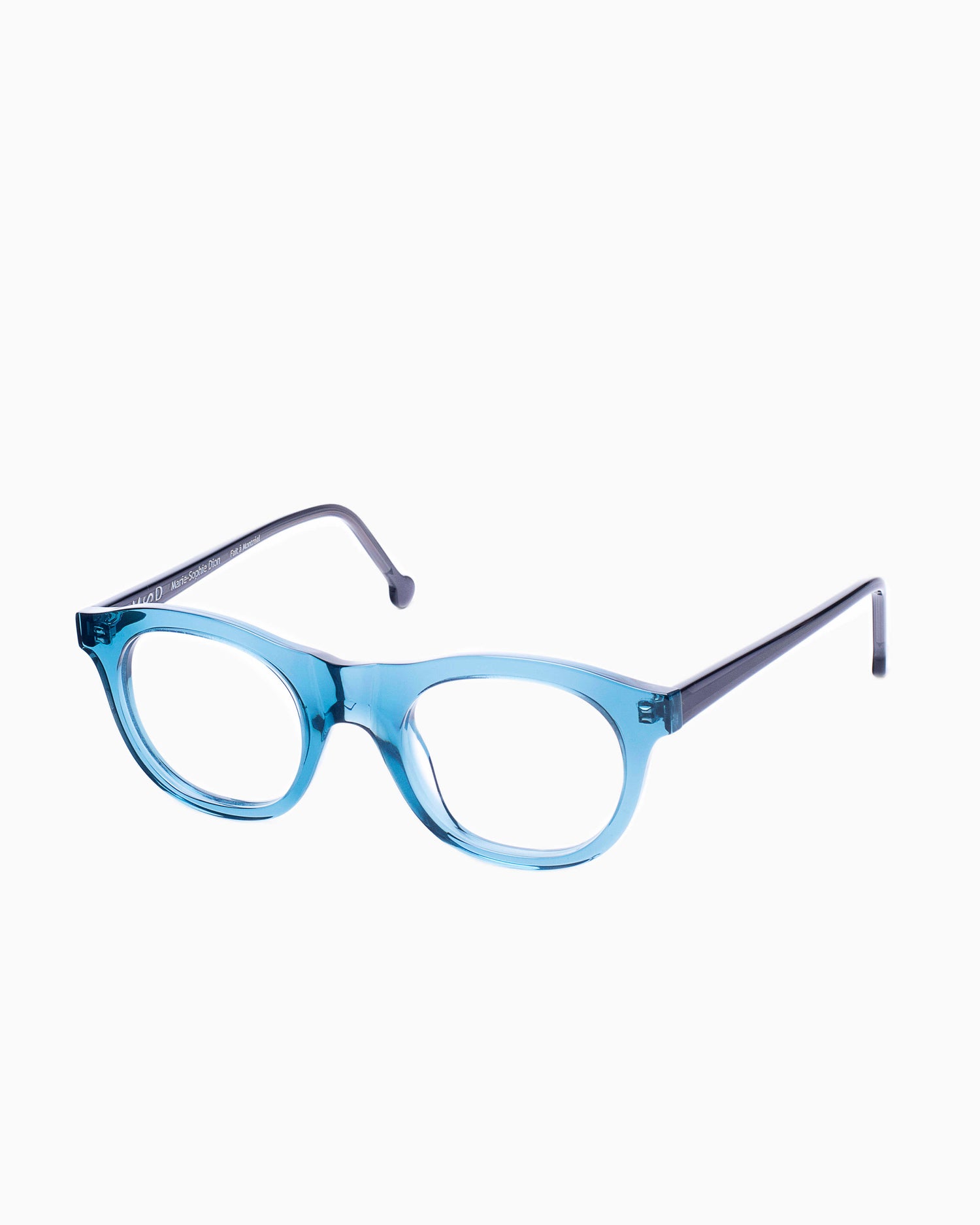 blue plastic oval eyeglasses by Marie-Sophie Dion model LEcuyer, front view, lunettes de vue ovale couleur Bleu