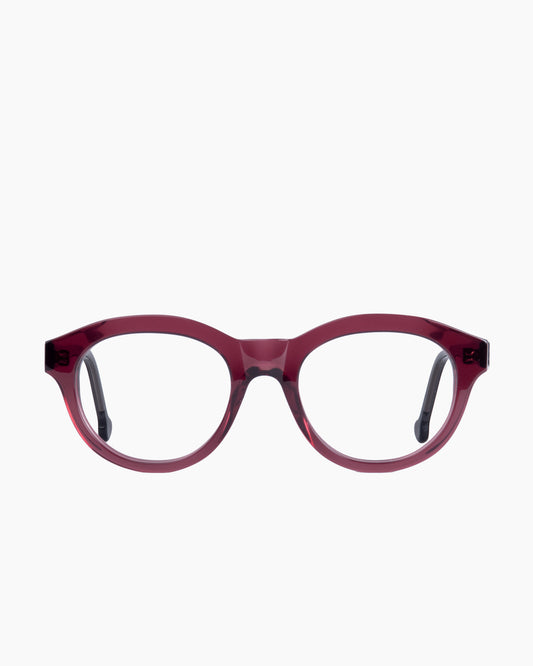 purple plastic oval eyeglasses by Marie-Sophie Dion model Claus, front view, lunettes de vue  couleur violet