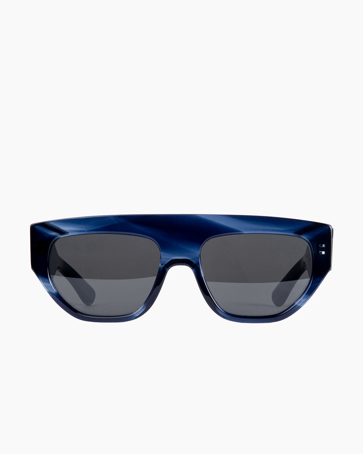 blue plastic rectangle  sunglassesby Emmanuelle Khanh model 1998, front view, lunettes de vue rectangle couleur Bleu