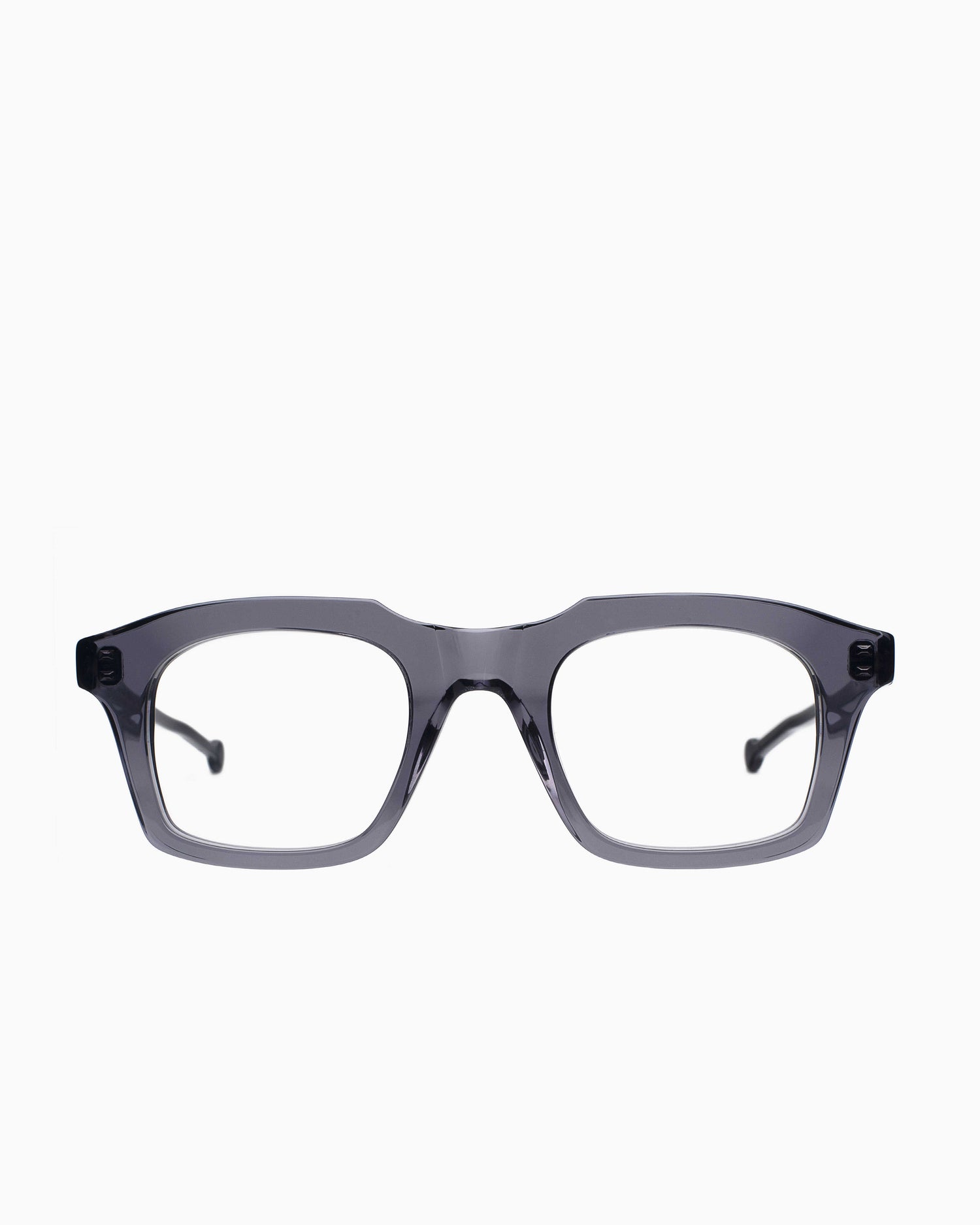 grey plastic rectangle eyeglasses by Marie-Sophie Dion model DiMaria, front view, lunettes de vue rectangle couleur Gris
