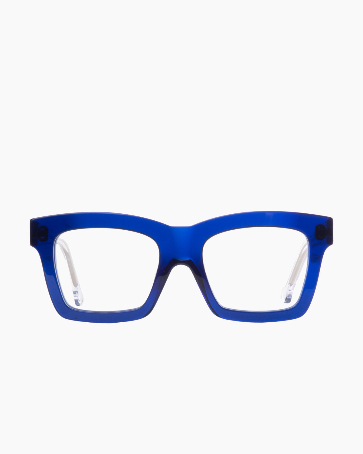 blue plastic rectangle eyeglasses by Marie-Sophie Dion model Wellesley, front view, lunettes de vue rectangle couleur bleu