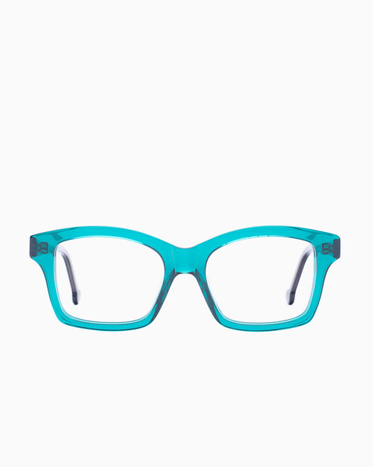 green plastic butterfly eyeglasses by Marie-Sophie Dion model Giguere, front view, lunettes de vue papillon couleur Vert