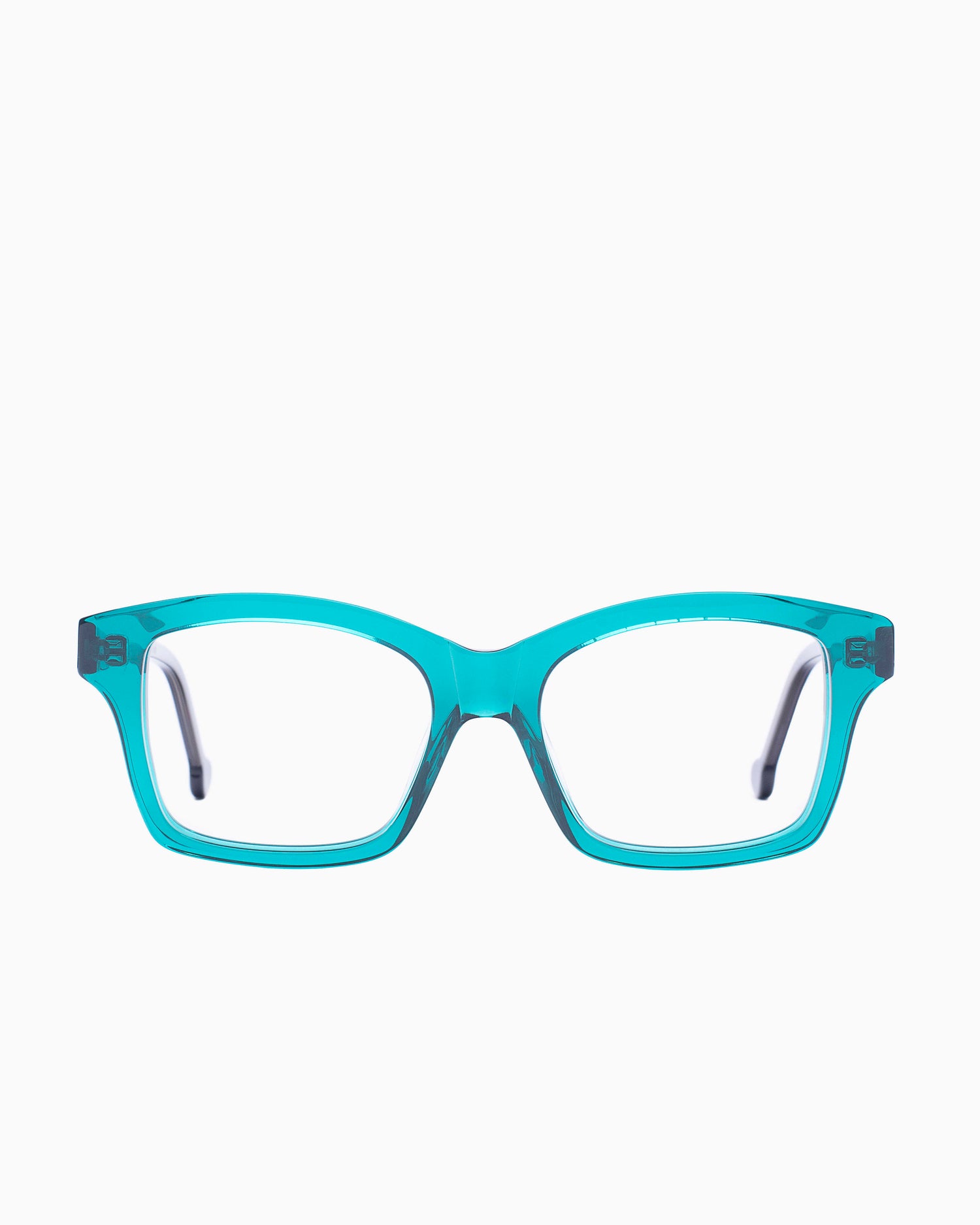 green plastic butterfly eyeglasses by Marie-Sophie Dion model Giguere, front view, lunettes de vue papillon couleur Vert