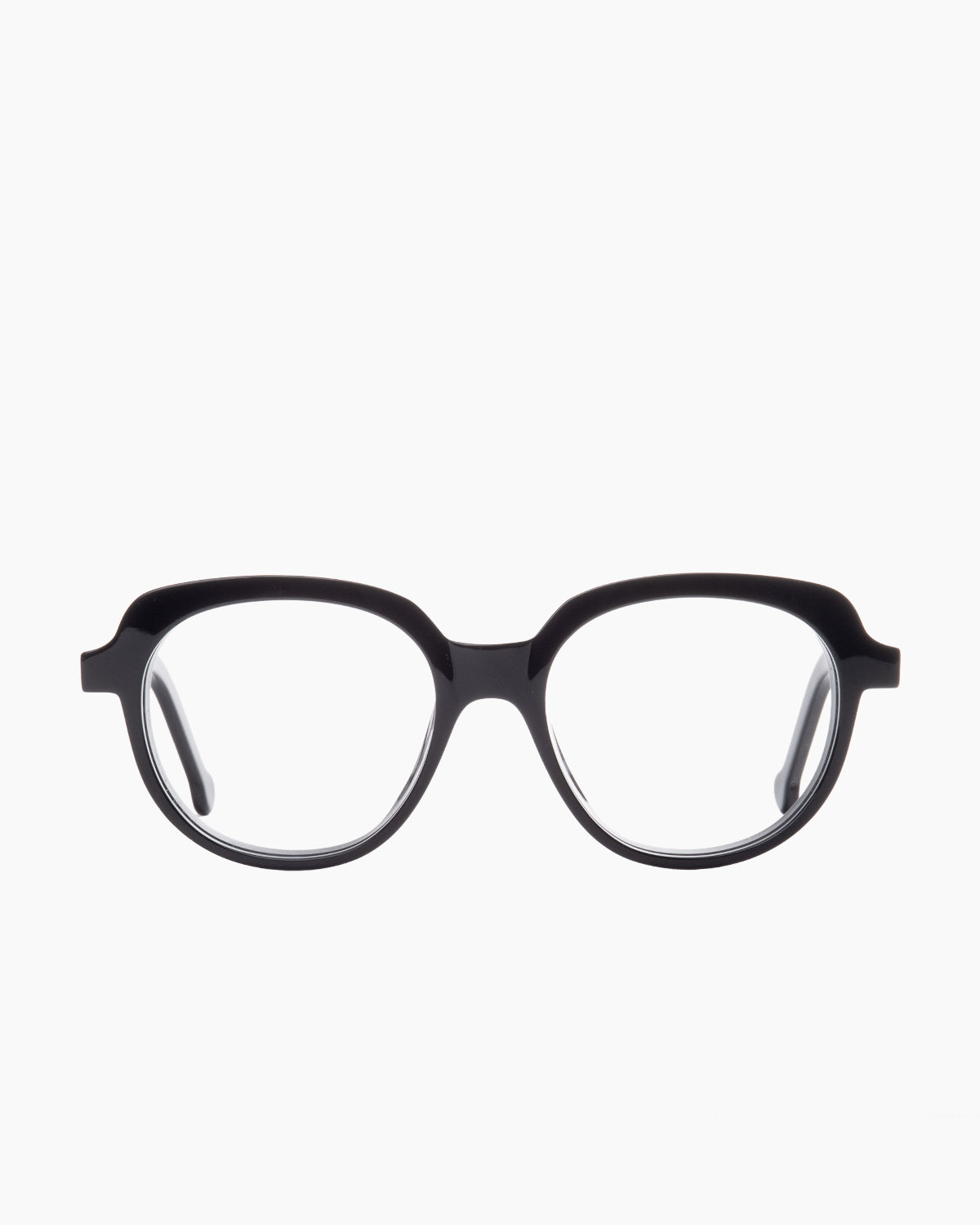 black plastic oval eyeglasses by Marie-Sophie Dion model Angus, front view, lunettes de vue ovale couleur noir