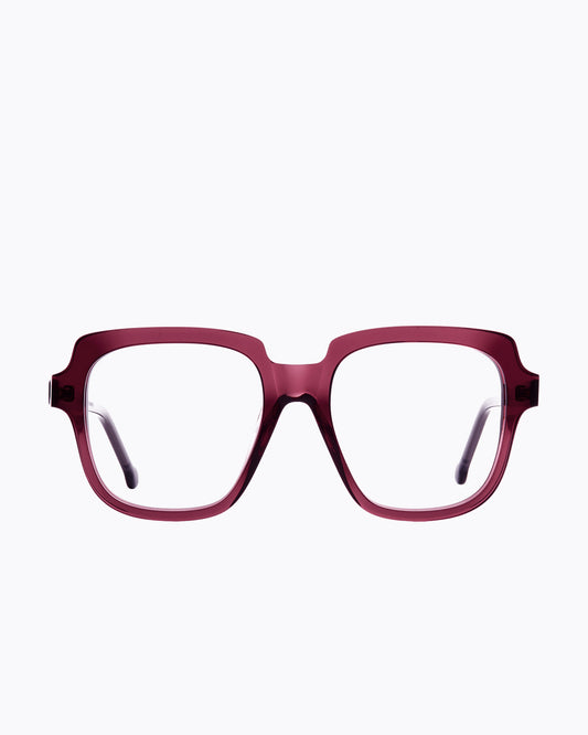 purple plastic rectangle eyeglasses by Marie-Sophie Dion model Andrews, front view, lunettes de vue rectangle couleur violet