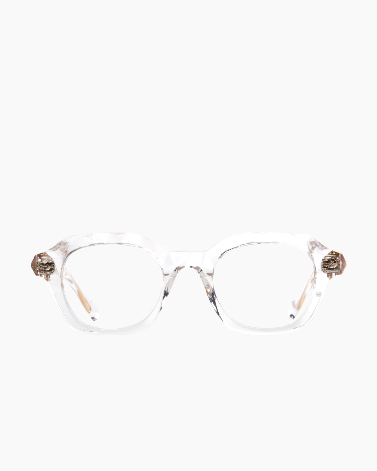 crystal plastic rectangle eyeglasses by Yohji Yamamoto model Look022, front view, lunettes de vue rectangle couleur cristal