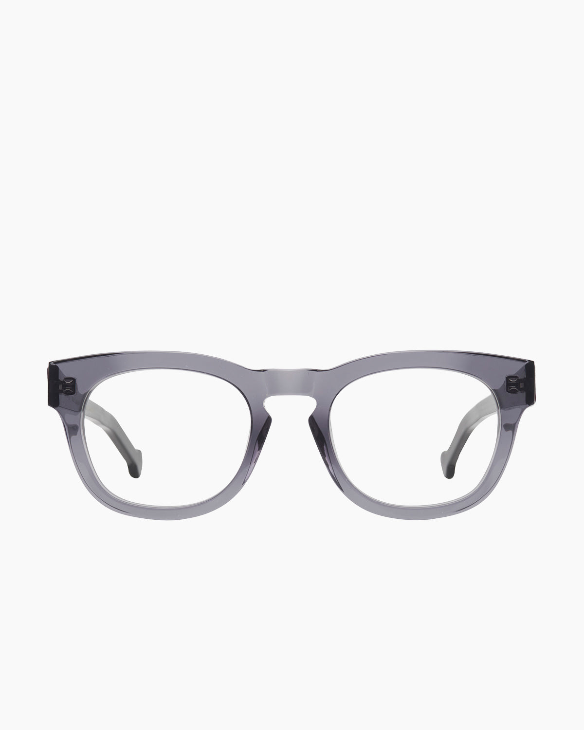 grey plastic rectangle eyeglasses by Marie-Sophie Dion model Lavigne, front view, lunettes de vue rectangle couleur Gris