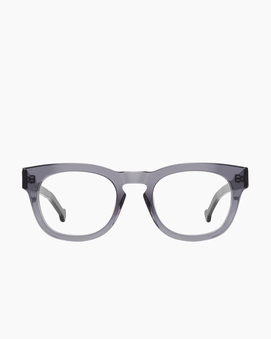 grey plastic rectangle eyeglasses by Marie-Sophie Dion model Lavigne, front view, lunettes de vue rectangle couleur Gris
