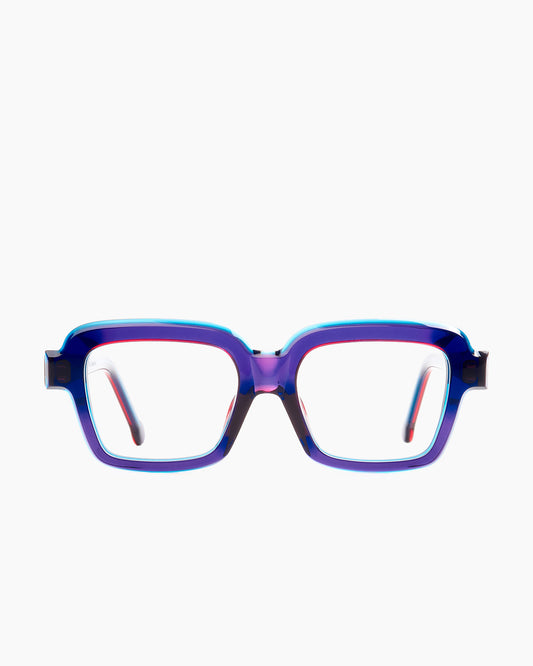 purple plastic rectangle eyeglasses by Marie-Sophie Dion model WALKER, front view, lunettes de vue rectangle couleur violet