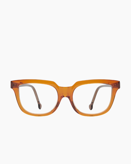 orange plastic butterfly eyeglasses by Marie-Sophie Dion model Lachapelle, front view, lunettes de vue papillon couleur Orange