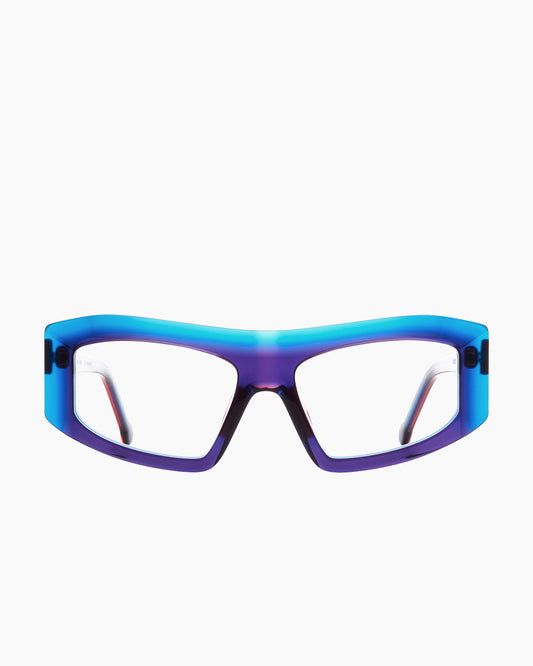 purple plastic rectangle eyeglasses by Marie-Sophie Dion model Marquis, front view, lunettes de vue rectangle couleur violet
