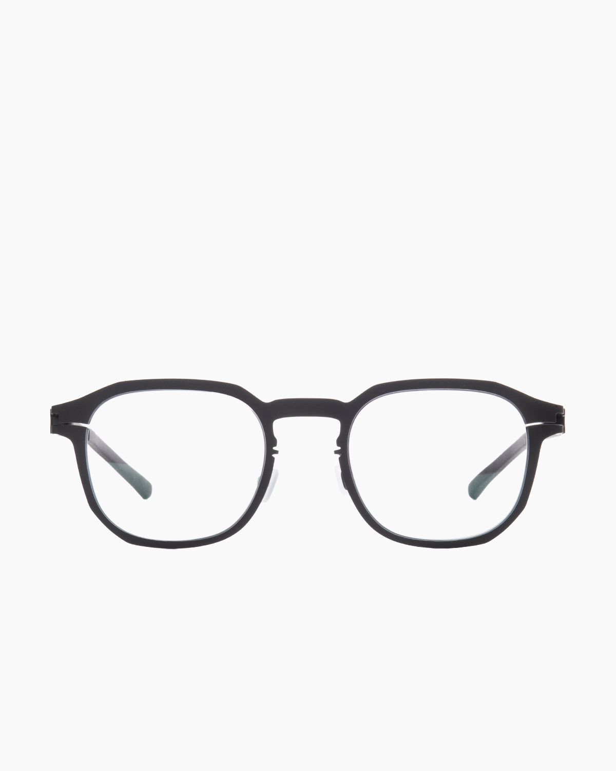 blue metal rectangle eyeglasses by Mykita model Rockwell, front view, lunettes de vue rectangle couleur bleu