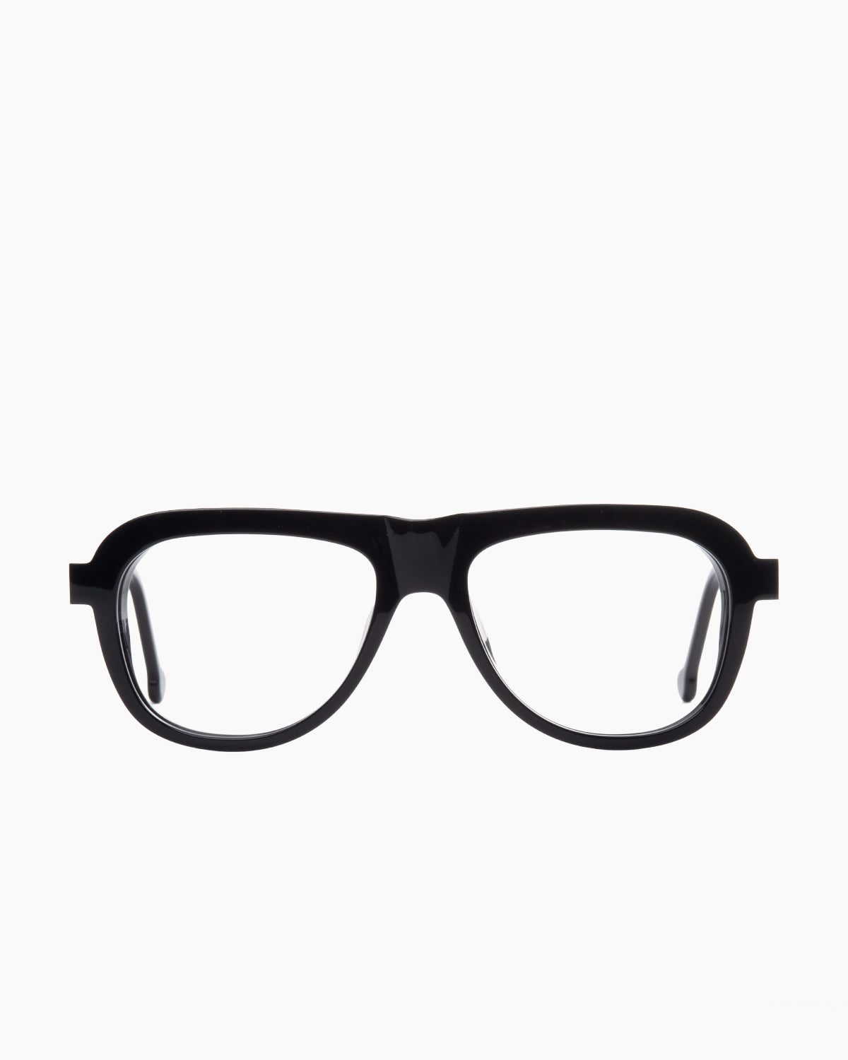 black plastic aviator eyeglasses by Marie-Sophie Dion model Rodrigue, front view, lunettes de vue aviateur couleur noir