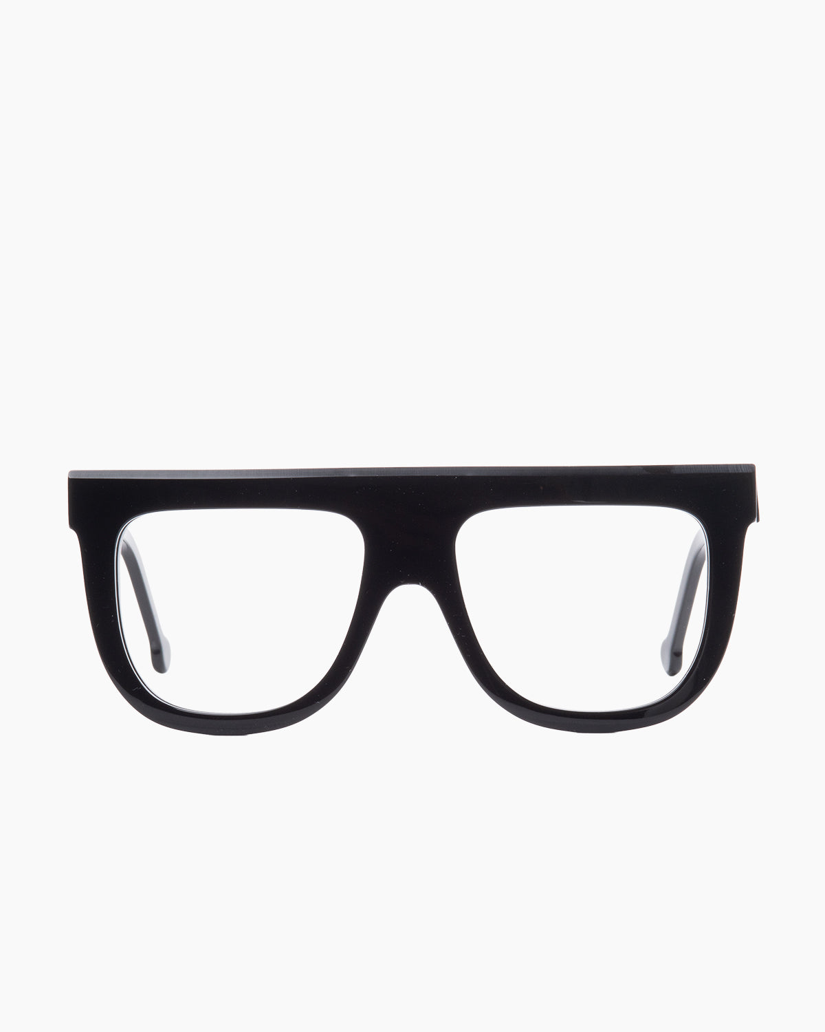 black plastic aviator eyeglasses by Marie-Sophie Dion model Bay, front view, lunettes de vue aviateur couleur noir