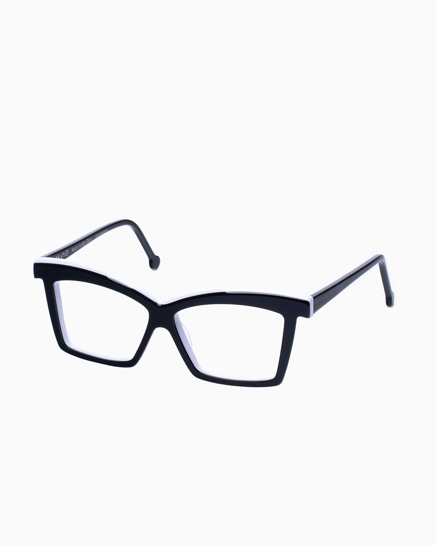 black plastic butterfly eyeglasses by Marie-Sophie Dion model Elkas, front view, lunettes de vue papillon couleur Noir