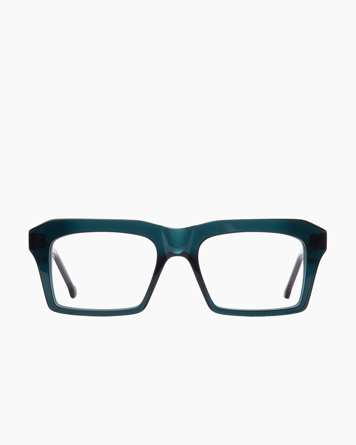 green plastic rectangle eyeglasses by Marie-Sophie Dion model Kirk, front view, lunettes de vue rectangle couleur Vert