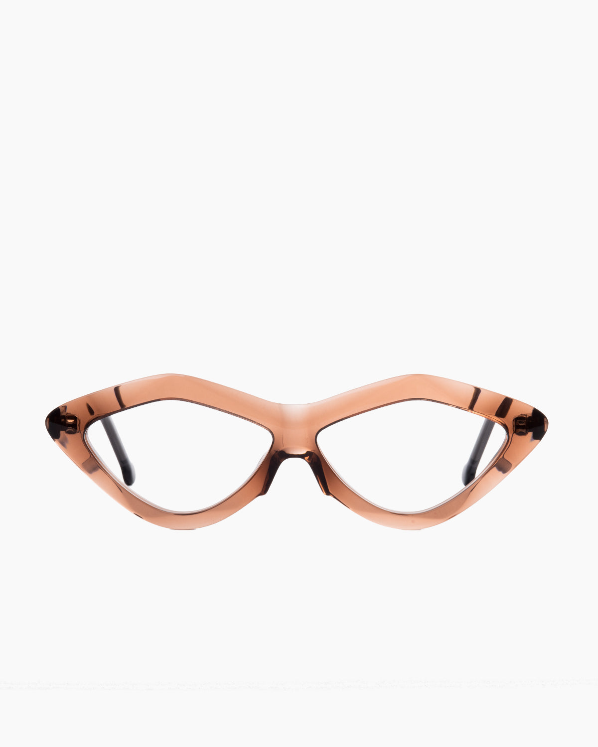 brown plastic triangle eyeglasses by Marie-Sophie Dion model Lorenzo, front view, lunettes de vue triangle couleur brun