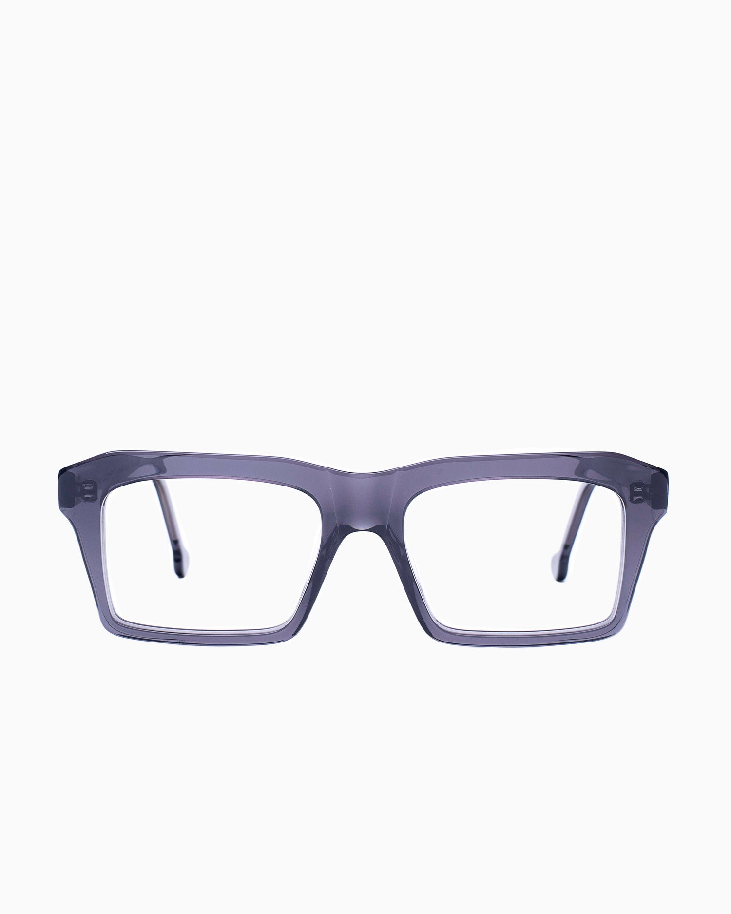grey plastic rectangle eyeglasses by Marie-Sophie Dion model Kirk, front view, lunettes de vue rectangle couleur Gris
