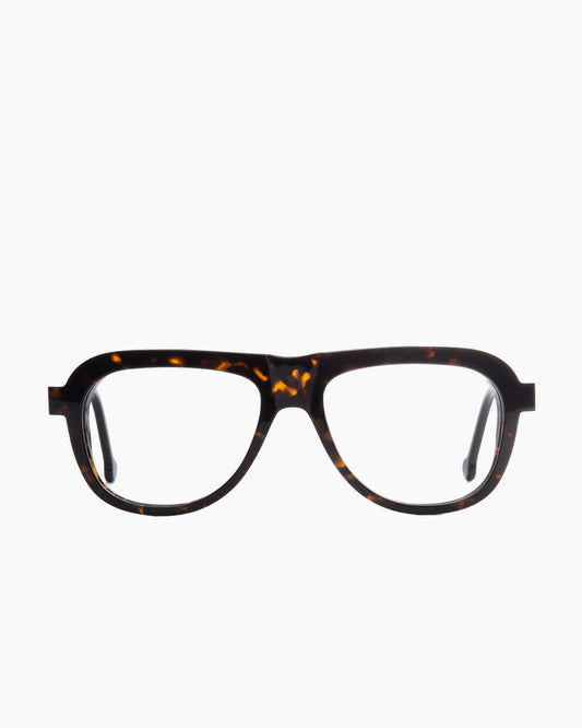 tortoise plastic aviator eyeglasses by Marie-Sophie Dion model Rodrigue, front view, lunettes de vue aviateur couleur écaille de tortue