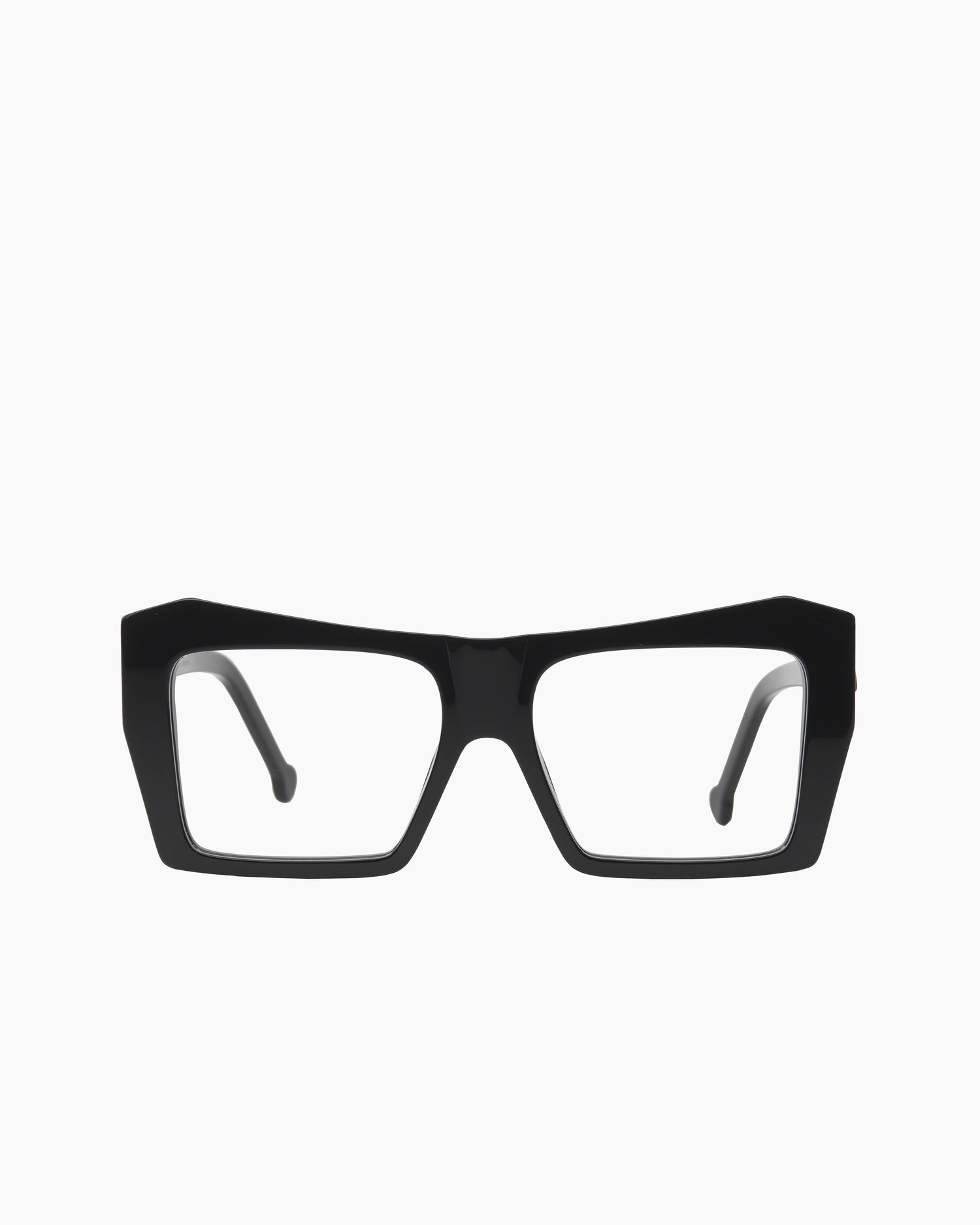 black plastic rectangle eyeglasses by Marie-Sophie Dion model Pinault, front view, lunettes de vue rectangle couleur Noir