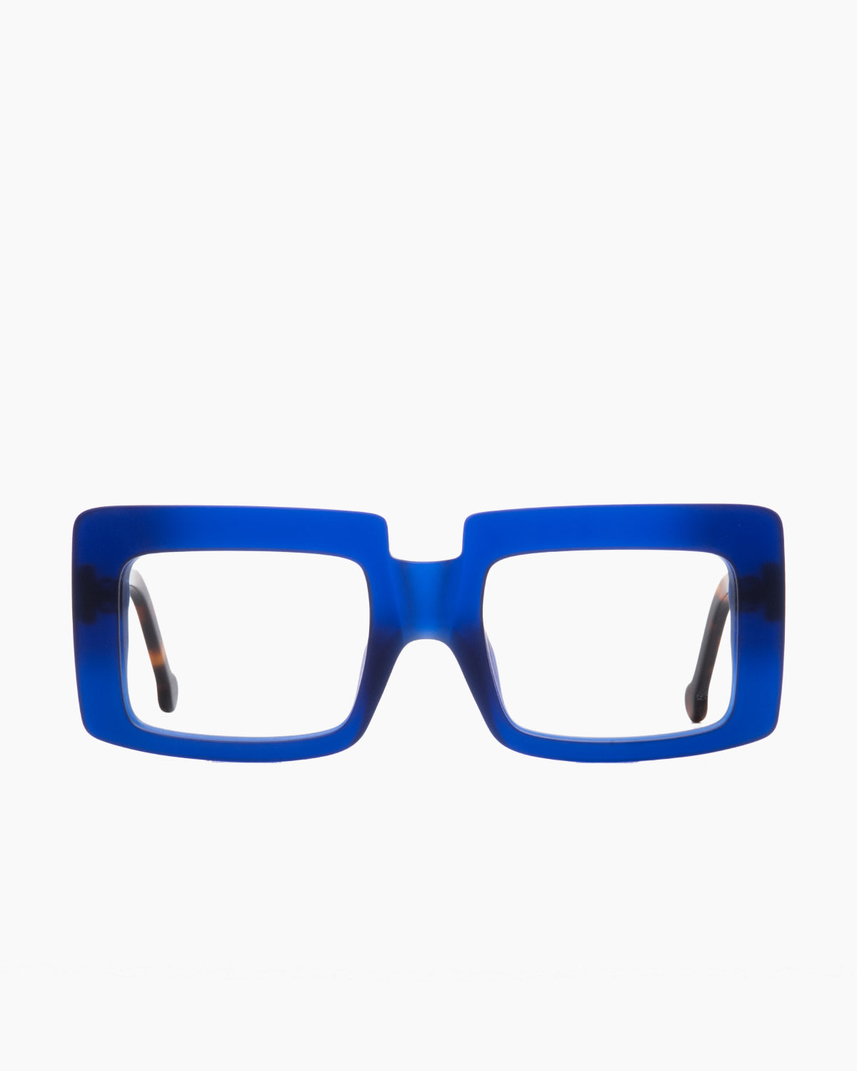 blue plastic rectangle eyeglasses by Marie-Sophie Dion model SaintPierre, front view, lunettes de vue rectangle couleur bleu