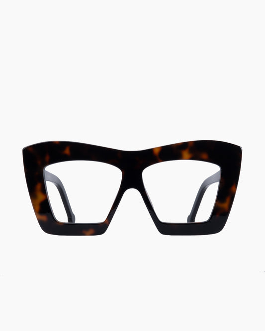 tortoise plastic rectangle eyeglasses by Marie-Sophie Dion model Archer, front view, lunettes de vue rectangle couleur Écaille de tortue