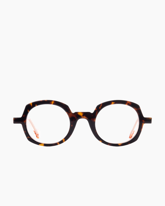 tortoise plastic round eyeglasses by Anne et Valentin model Ada, front view, lunettes de vue rond couleur écaille de tortue
