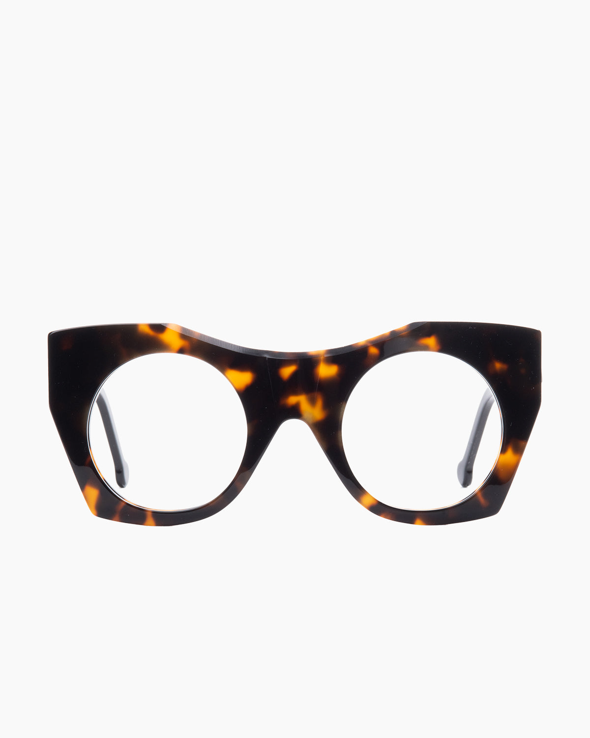 tortoise plastic round eyeglasses by Marie-Sophie Dion model McKee, front view, lunettes de vue rond couleur écaille de tortue