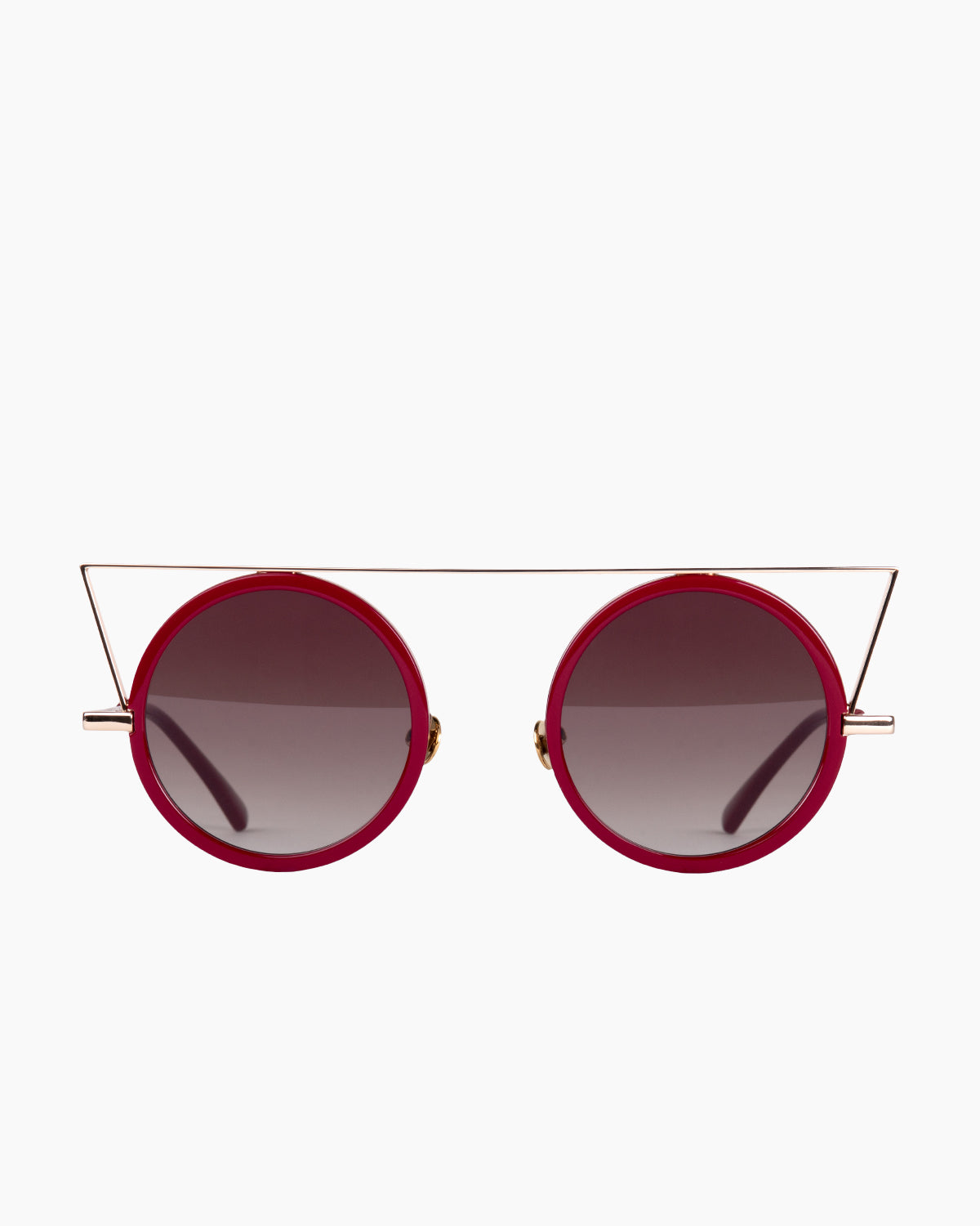 burgundy metal round  sunglassesby Gamine model QuadrilateroS, front view, lunettes de vue rond couleur bourgogne