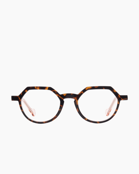 tortoise plastic round eyeglasses by Anne et Valentin model ayo, front view, lunettes de vue rond couleur Écaille de tortue