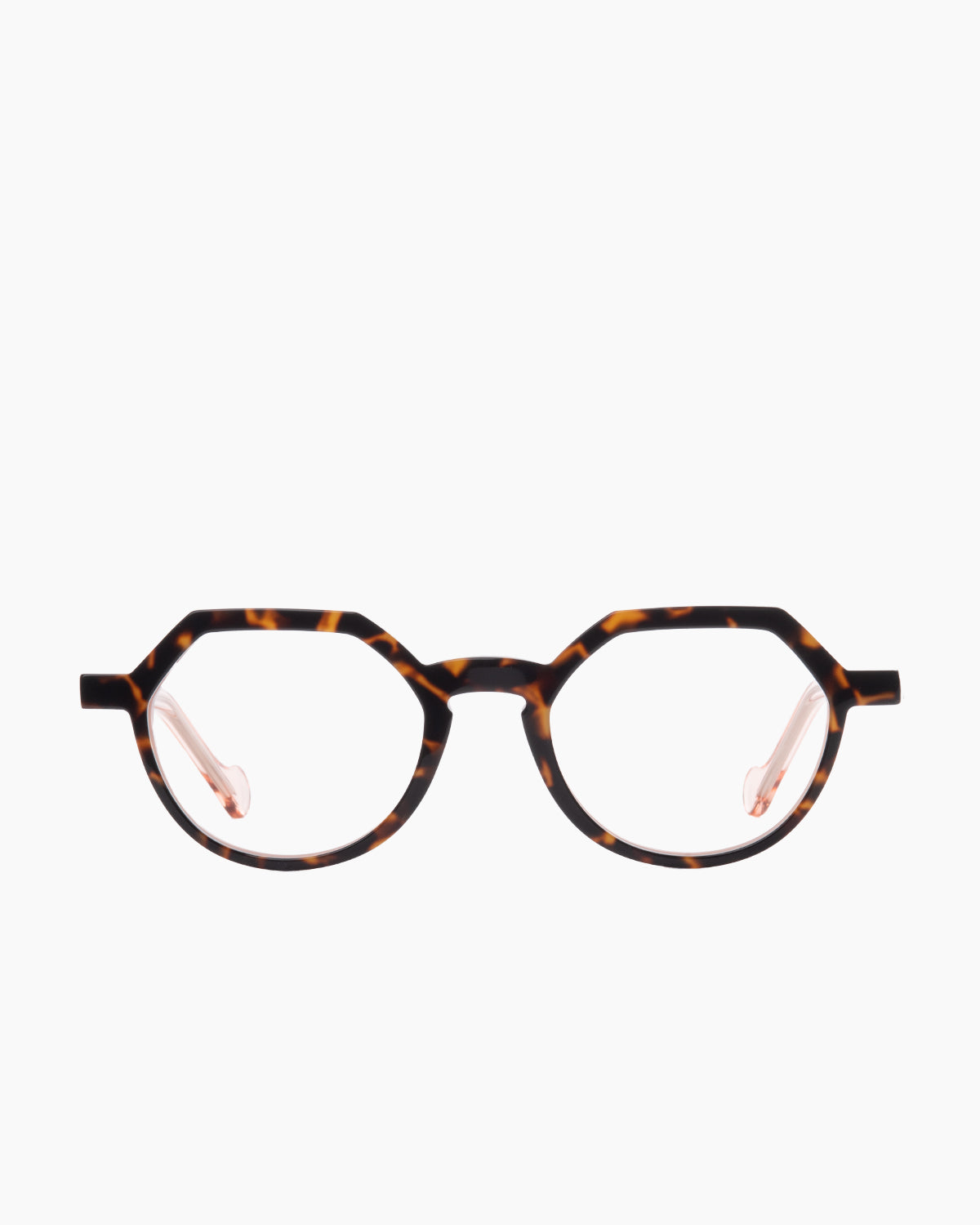 tortoise plastic round eyeglasses by Anne et Valentin model ayo, front view, lunettes de vue rond couleur Écaille de tortue