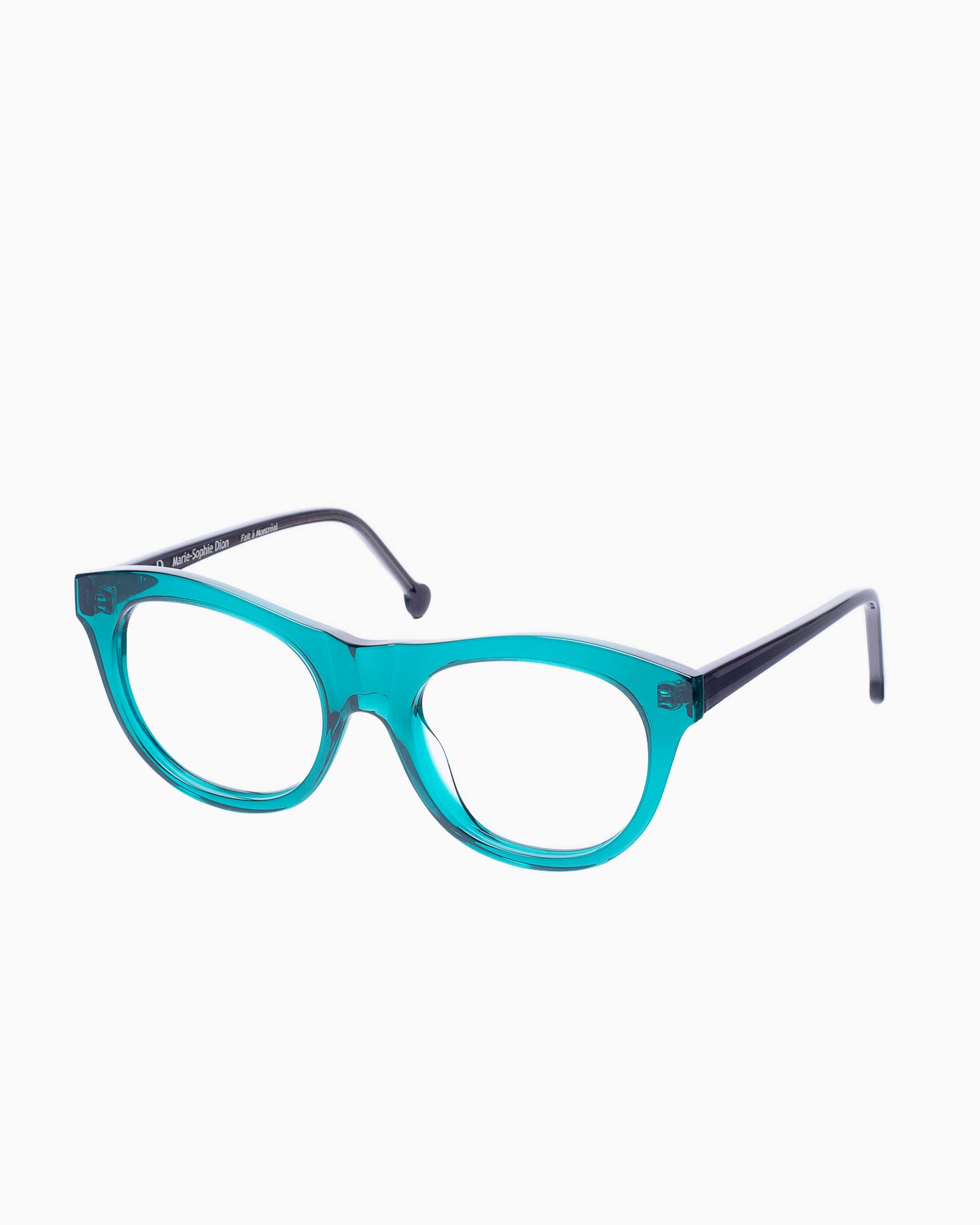 green plastic oval eyeglasses by Marie-Sophie Dion model Millard, front view, lunettes de vue ovale couleur Vert