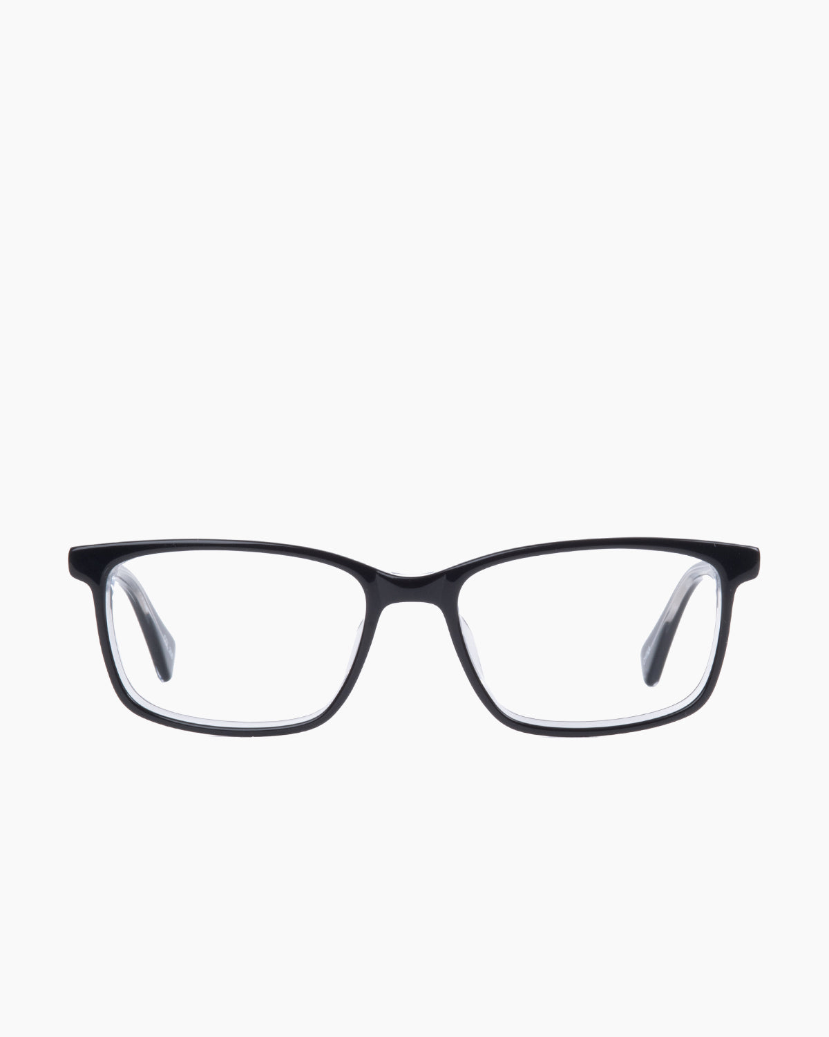 black plastic rectangle eyeglasses by Evolve model , front view, lunettes de vue Noir rectangle
