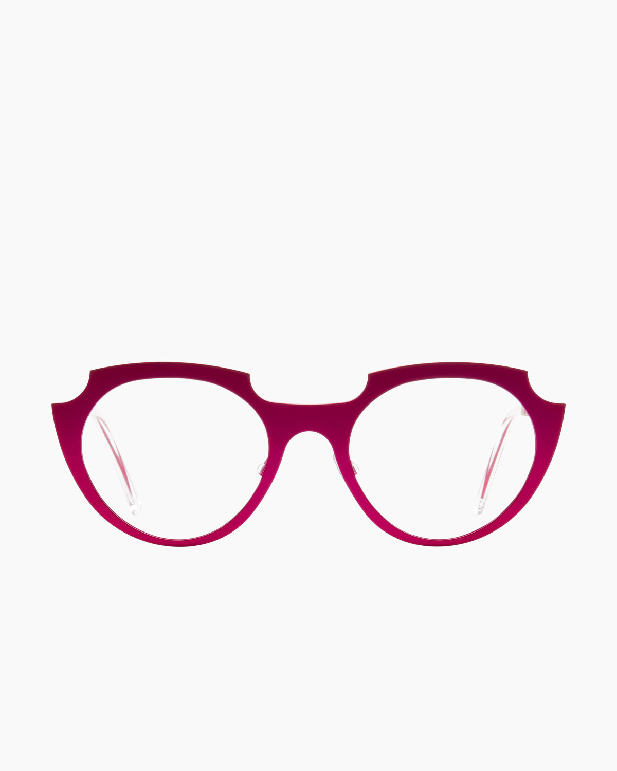 pink metal oval eyeglasses by Theo model Toujours, front view, lunettes de vue ovale couleur rose