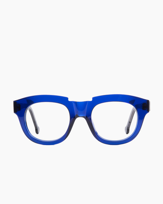 blue plastic oval eyeglasses by Marie-Sophie Dion model Dufresne, front view, lunettes de vue ovale couleur Bleu