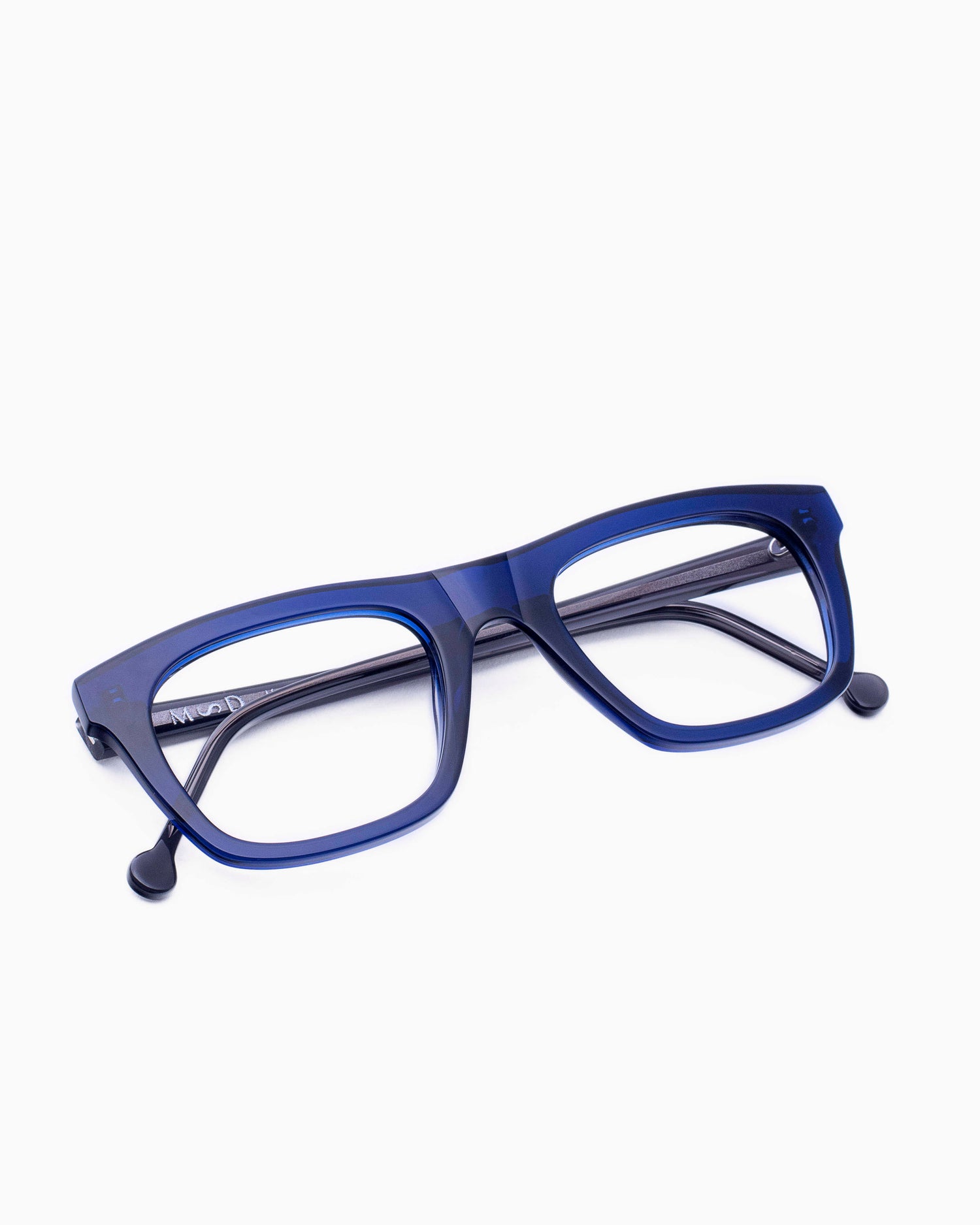 blue plastic rectangle eyeglasses by Marie-Sophie Dion model Hemingway, front view, lunettes de vue rectangle couleur Bleu