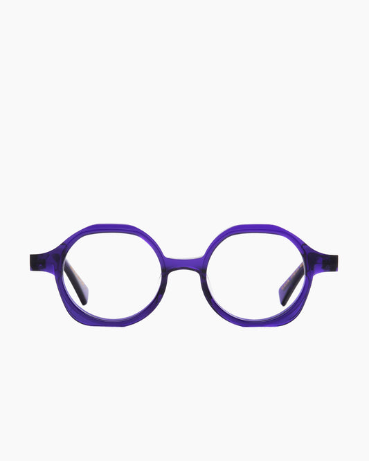 purple plastic round eyeglasses by Gamine model Kita kids, front view, lunettes de vue rond couleur violet