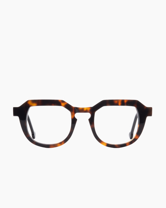 tortoise plastic round eyeglasses by Marie-Sophie Dion model Galviston, front view, lunettes de vue rond couleur écaille de tortue
