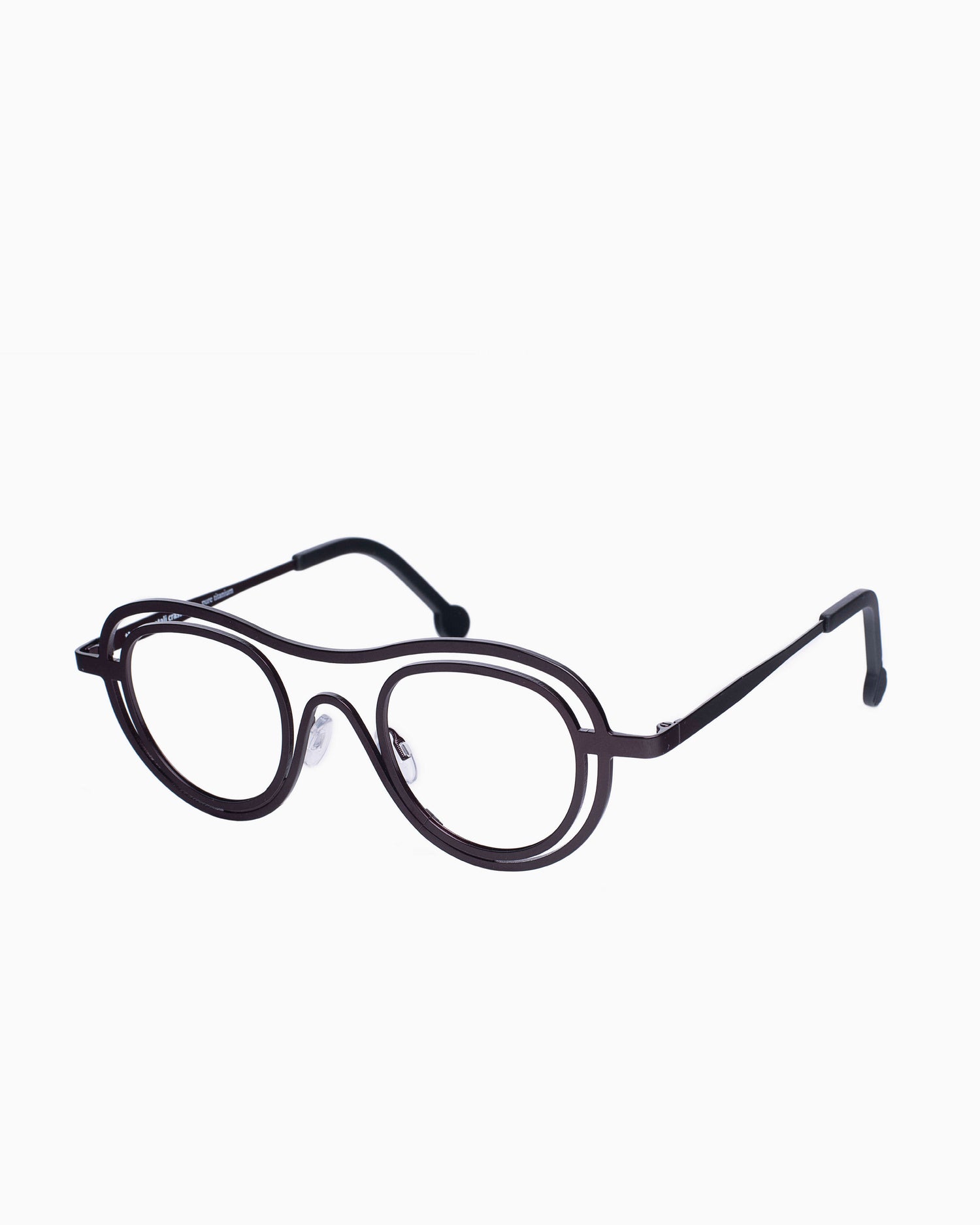 black metal aviator eyeglasses by Theo model Discussion, front view, lunettes de vue aviateur couleur noir