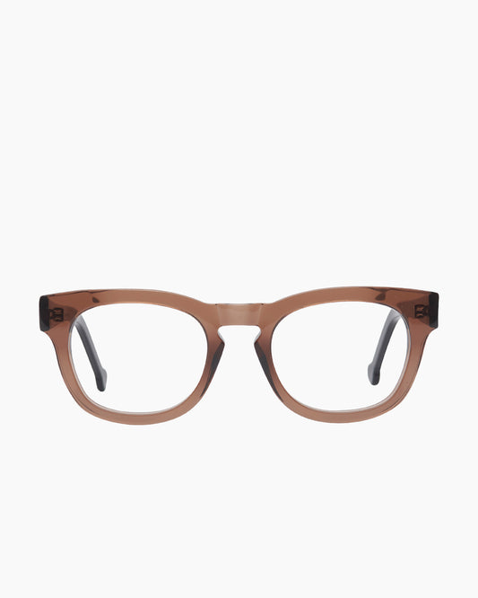 brown plastic rectangle eyeglasses by Marie-Sophie Dion model Lavigne, front view, lunettes de vue rectangle couleur Brun