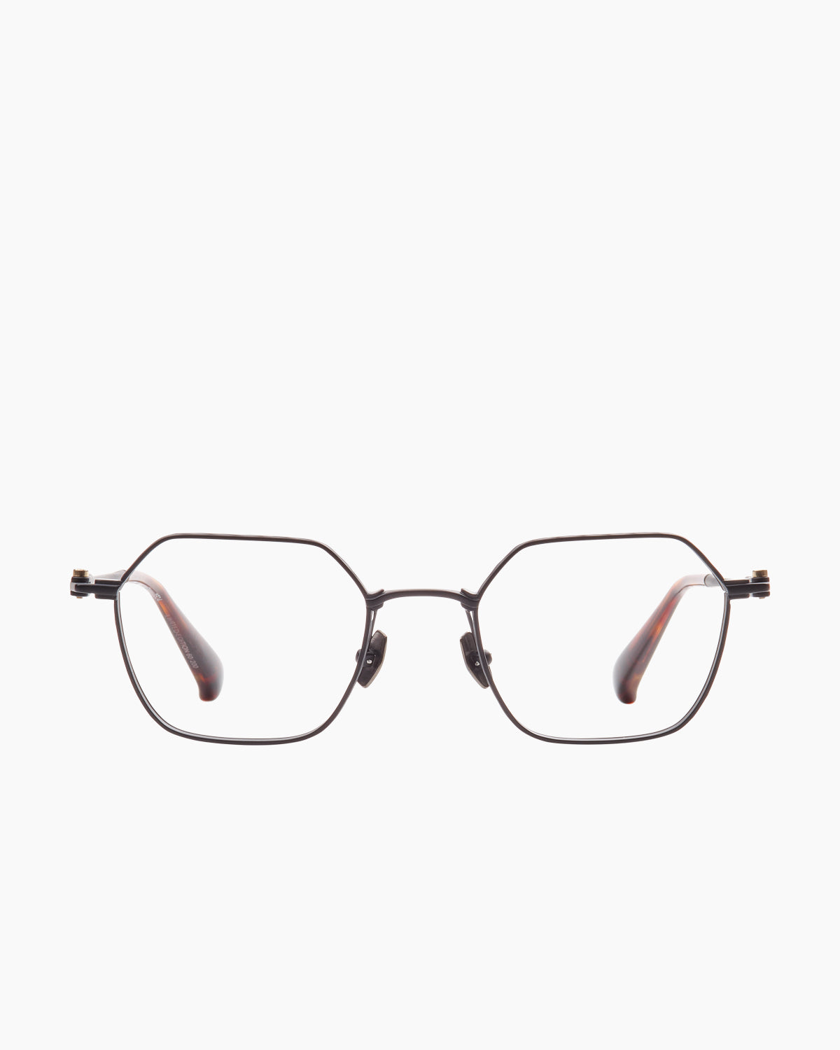 black metal hexagon eyeglasses by Yohji Yamamoto model YY034, front view, lunettes de vue hexagone couleur noir