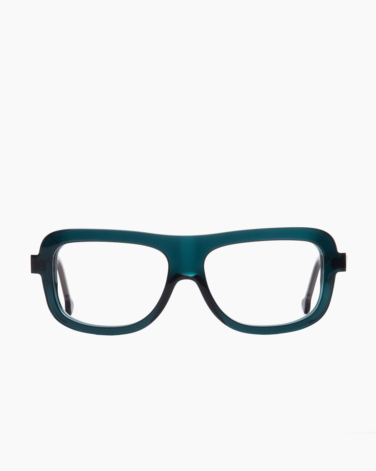 green plastic rectangle eyeglasses by Marie-Sophie Dion model Lamarche, front view, lunettes de vue rectangle couleur vert