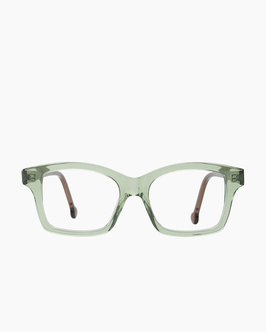 green plastic butterfly eyeglasses by Marie-Sophie Dion model Giguere, front view, lunettes de vue papillon couleur Vert