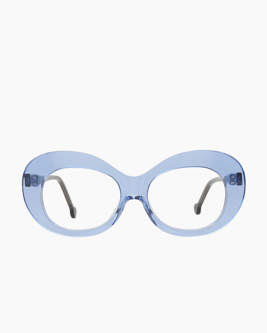 blue plastic oval eyeglasses by Marie-Sophie Dion model Morin, front view, lunettes de vue ovale couleur Bleu