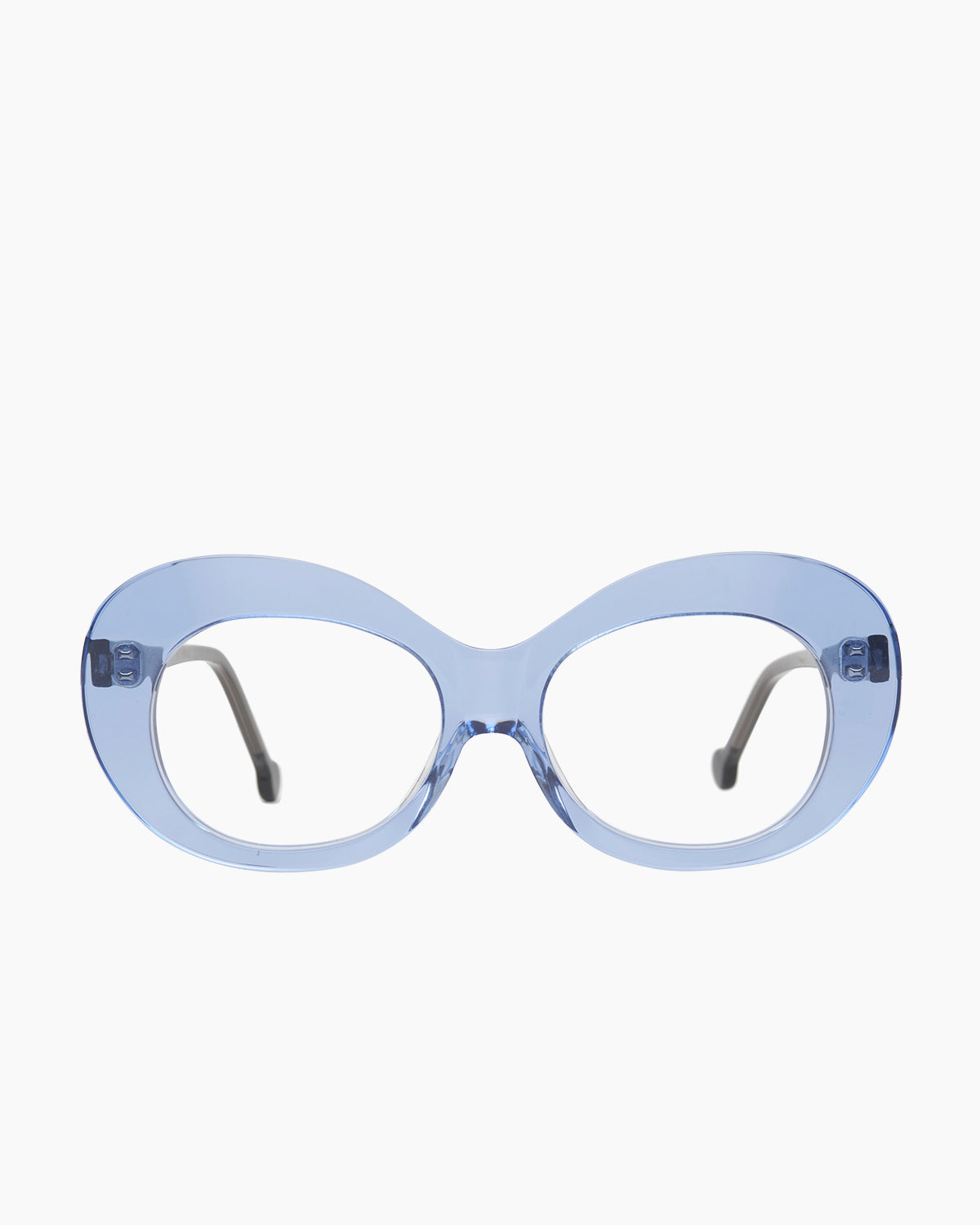 blue plastic oval eyeglasses by Marie-Sophie Dion model Morin, front view, lunettes de vue ovale couleur Bleu
