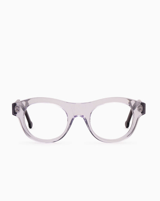 crystal plastic oval eyeglasses by Marie-Sophie Dion model Yamamoto, front view, lunettes de vue ovale couleur cristal