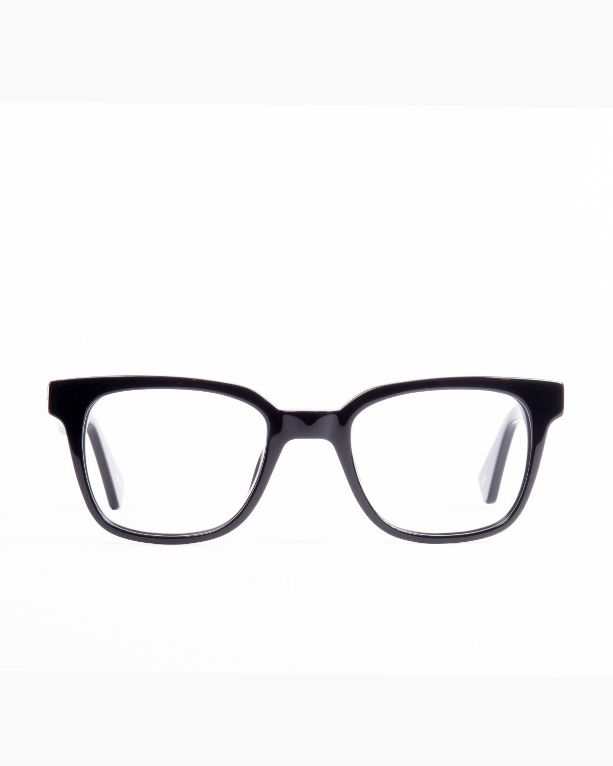 black plastic rectangle eyeglasses by Evolve model Bennett, front view, lunettes de vue rectangle couleur Noir