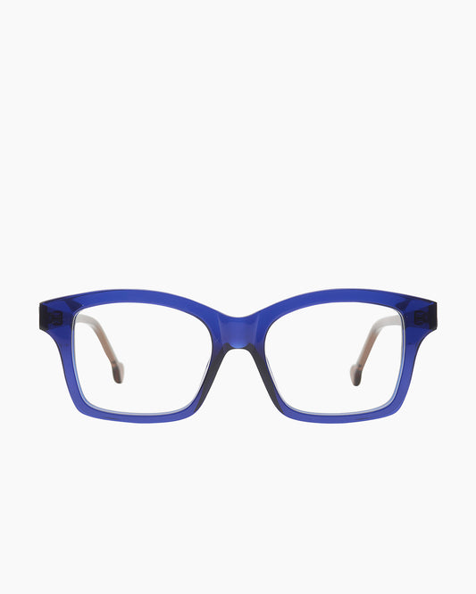 blue plastic rectangle eyeglasses by Marie-Sophie Dion model Giguere, front view, lunettes de vue rectangle couleur Bleu