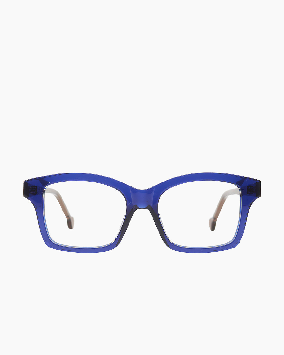blue plastic rectangle eyeglasses by Marie-Sophie Dion model Giguere, front view, lunettes de vue rectangle couleur Bleu